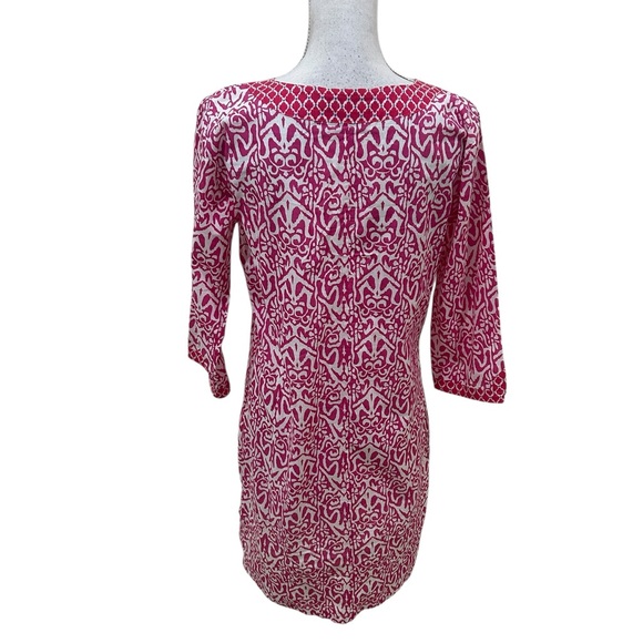 Rockflowerpaper Pink & white 3/4 Sleeve tunic cotton lightweight dress medium - Picture 8 of 11